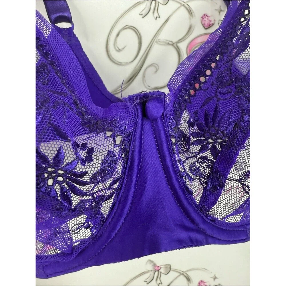 Empreinte bra floral lace Sheer Lace Underwire Bra in Violet